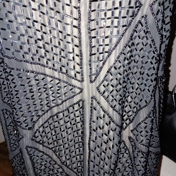 Bebe sleeveless black chiffon and full front beaded top, NWOT, size Med - Picture 4 of 6